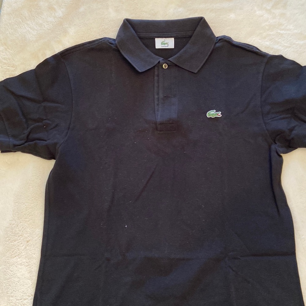 Lacoste 2 button short sleeve polo in mens Lacoste size 4 in black